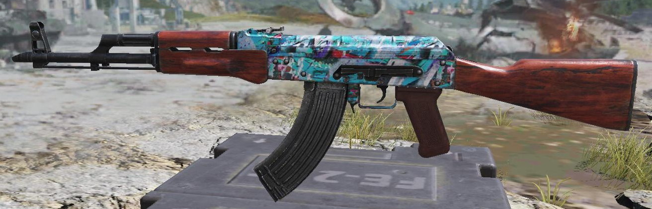 AK-47 Blue Graffiti, Uncommon camo in Call of Duty Mobile